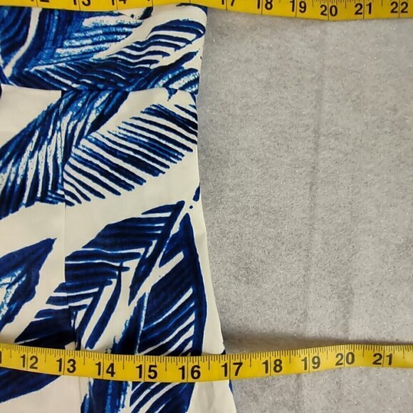 Jones New York Blue Palm Leaf Empire Waist Sweetheart Neck Shift Dress Size 10 - Picture 10 of 12